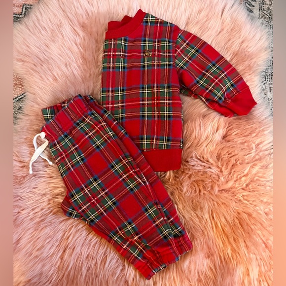 Baby Gap Boy or Girl Red Tartan Plaid Holiday Set - Size 6-12 Months - Picture 2 of 14